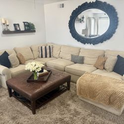Cream Sectional Sofa with Chaise 