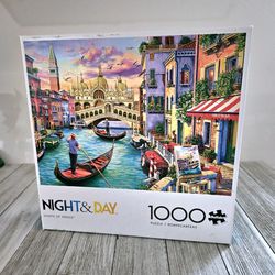 1000 Piece Night & Day Sights of Venice Jigsaw Puzzle by Buffalo Games. The perfect snap! 100% Recycled Puzzle. Measures 26.75" × 19.75".

Pre-owned i