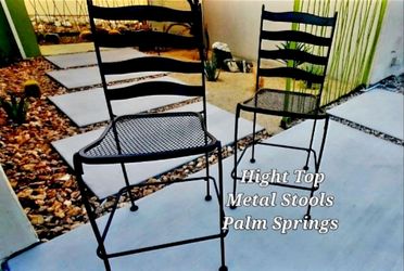 Black Wrought Iron High Top Bar Stools – Set of 2
