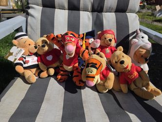 Lot of 8 Winnie The Pooh & Tigger Too Disney Plush Vintage