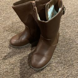 Cat & Jack Little Toddler Girls Size 11 brown winter rain snow riding boots EUC 