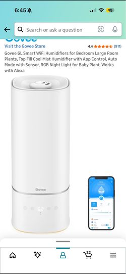 Govee smart humidifier 6L w RGB nightlight