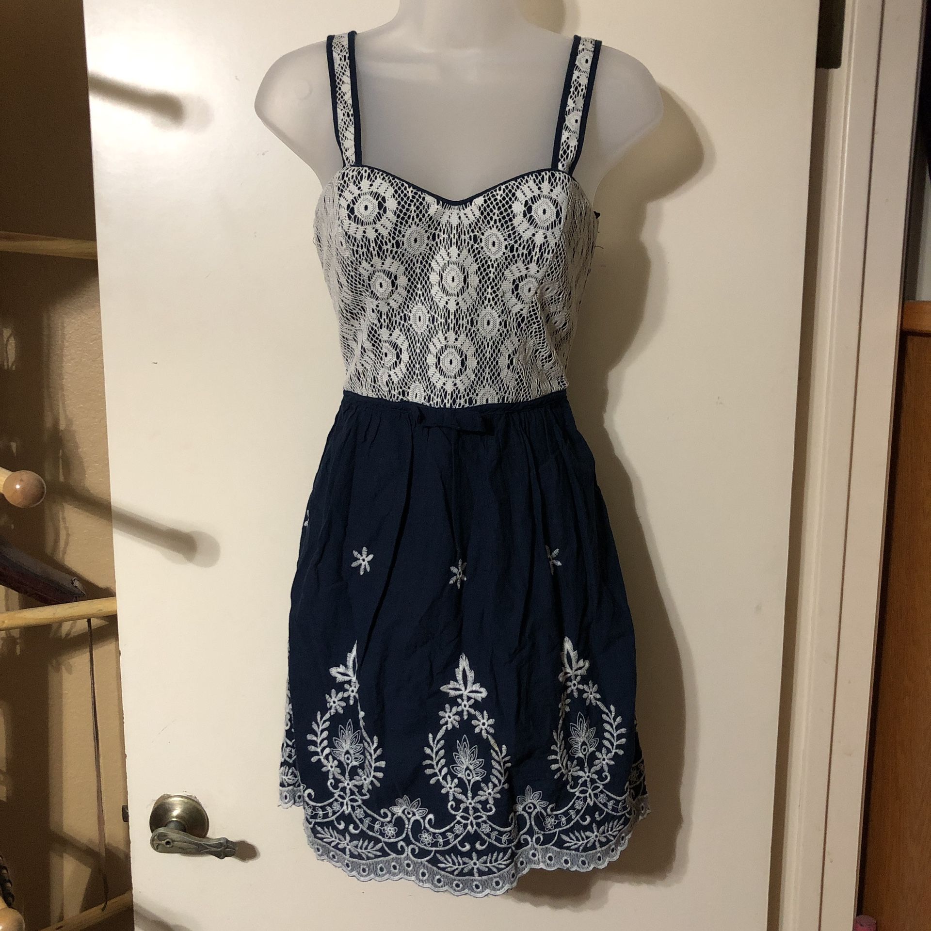 Juniors Blue Crochet Cotton Sundress
