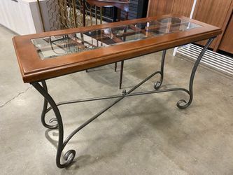 Glass and Wrought Iron Entry Table