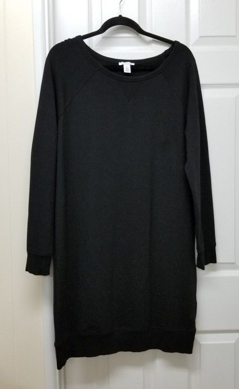 Womens Black Sweatshirt Dress M