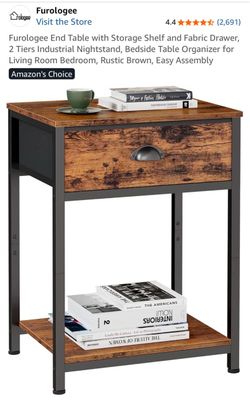 Furologee Industrial Nightstand with Drawer and Shelf