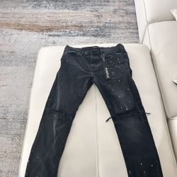 Purple Jeans With Paint Splatter Design 