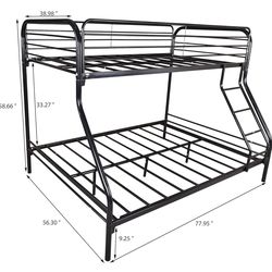 Twin-Over-Full Metal Bunk Bed (mounted frame only)