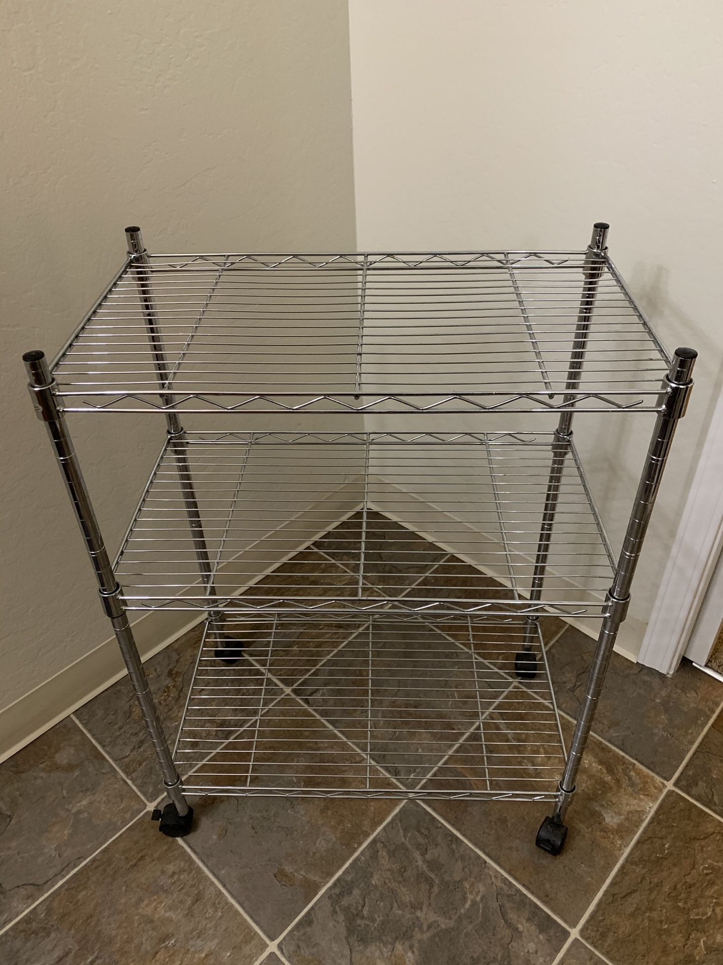 3 tier metallic storage shelf