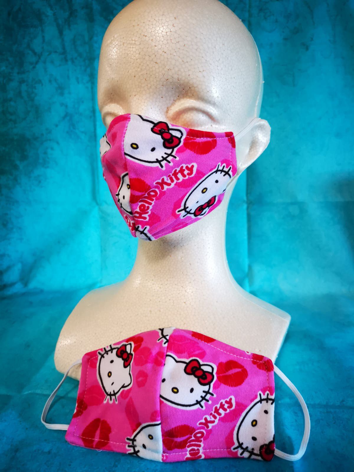 Kids Face mask (Hello Kitty Kisses): Hand made mask, reversible, reusable, washer and dryer safe.