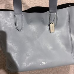 Coach Blue Leather Tote Bag