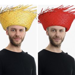 Amosfun Mexican Sombrero Hat Straw Hat Mexican Hat Hawaii Straw Hat Woven Hawaii for People