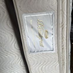 Queen Mattress and Box spring W/metal bed frame