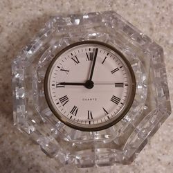 Vintage Waterford Octagonal Crystal Quartz Desk Clock
