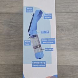 Foldable Dog Water Bottles,Puppy Food Container,Dog Pooper Scooper,Puppy Poop Bag Dispenser 4 in 1 for Travel,Leak Proof & Food Grade Plastic Pet Wate