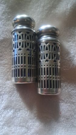 Cobalt And Silverplate Shakers
