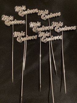 MIs Quince Silver Flower Picks Craft Cake Toppers 7 Pieces