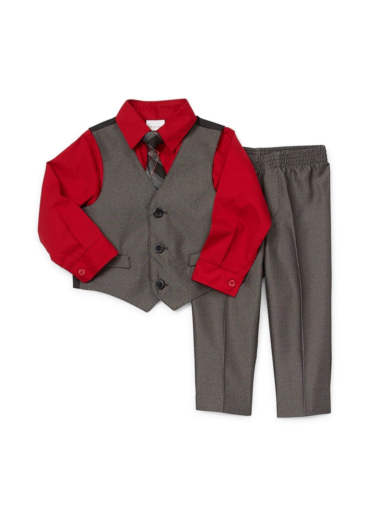 Brand New Van Heusen Baby Boy 18 Months 4 Pieces Suit Set Red / Grey