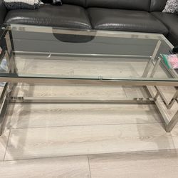 Chrome Glass Coffer Tables (2) 