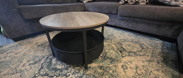 Metal and wood coffee table