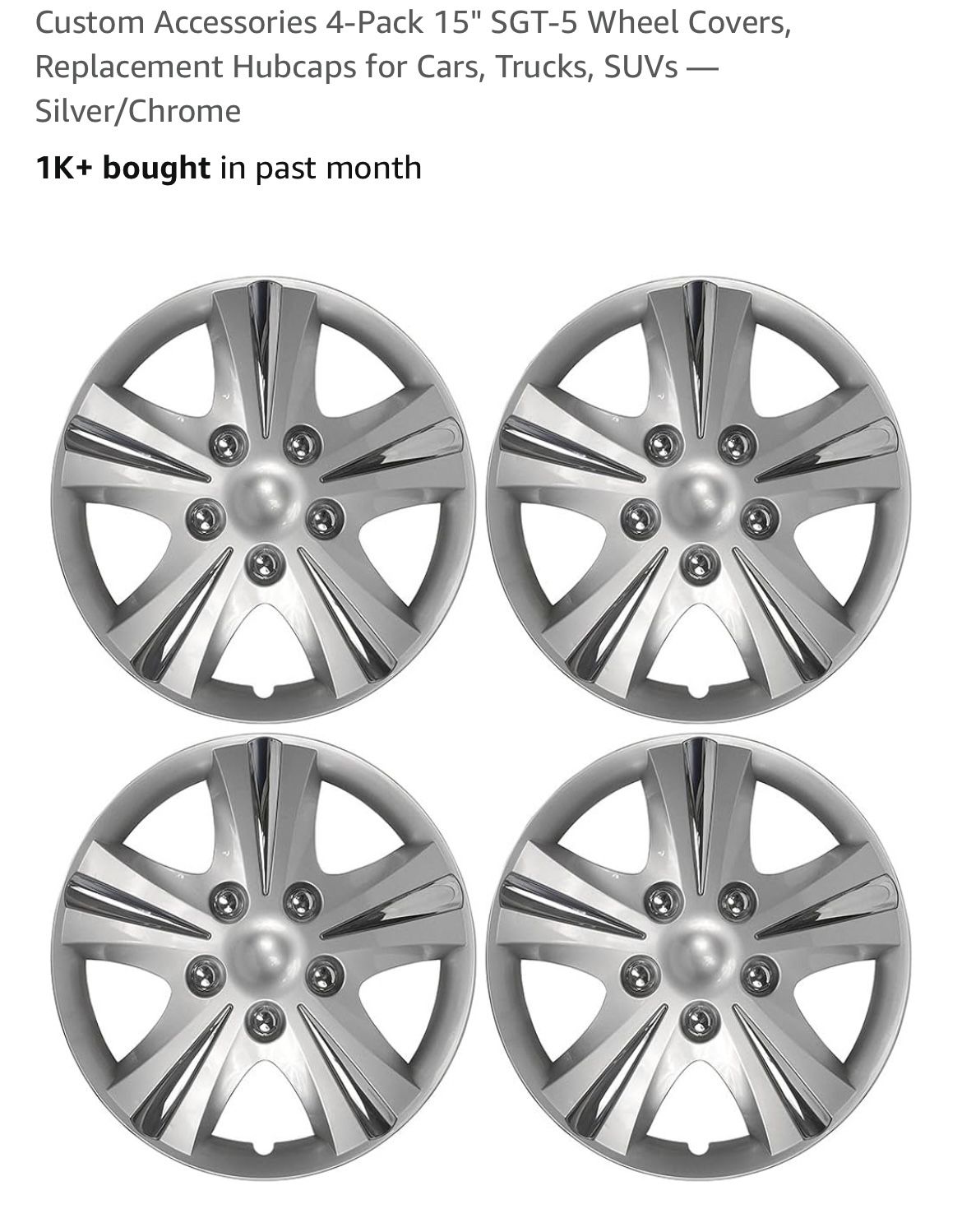 s-Pack 15" SGT-5 Wheel Covers, Replacement Hubcaps for Cars, Truck