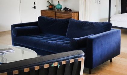 Article Grounded Sofa 88” - Navy Blue Velvet
