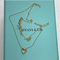 Tiffany 18k gold necklace with Open Heart Pendant