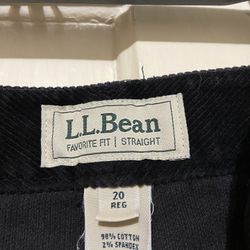 LL Bean Women's Cords Black Straight Leg Favorite Fit Corduroy Pants Sz 20