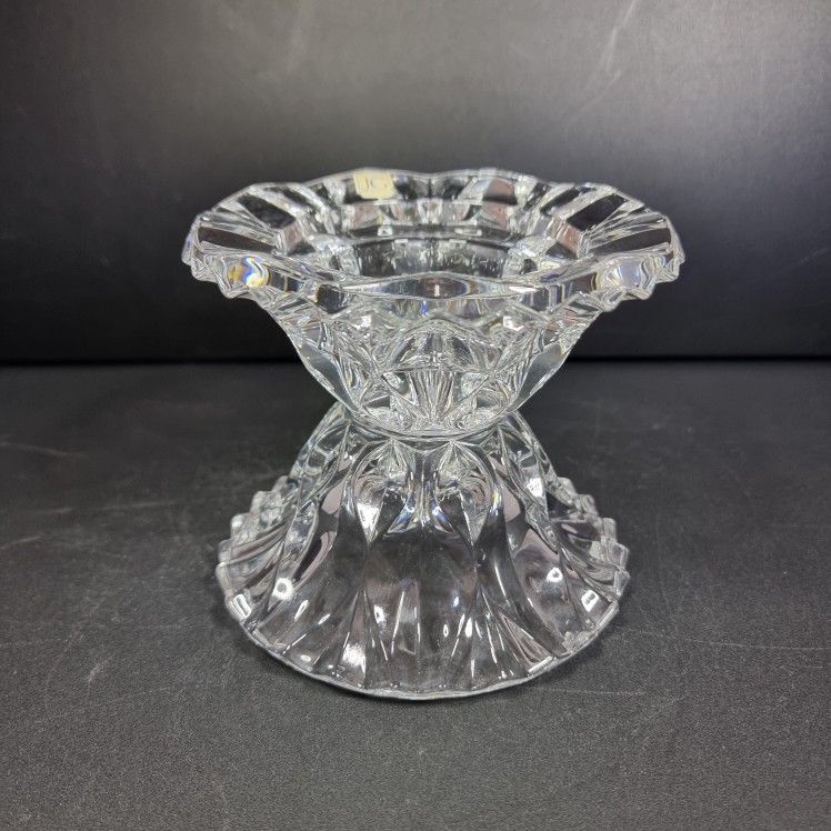 Lead Crystal Candle Holder Reversible
