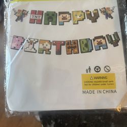 Minecraft Birthday Banner And Cup Cakes Topers 
