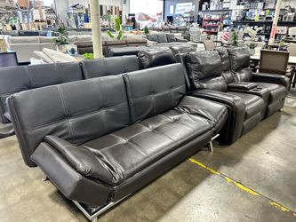 Leather sleeper couch/ Euro lounger