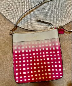 Vintage  COACH New York Factory Gingham Ombré Leather Purse Bag