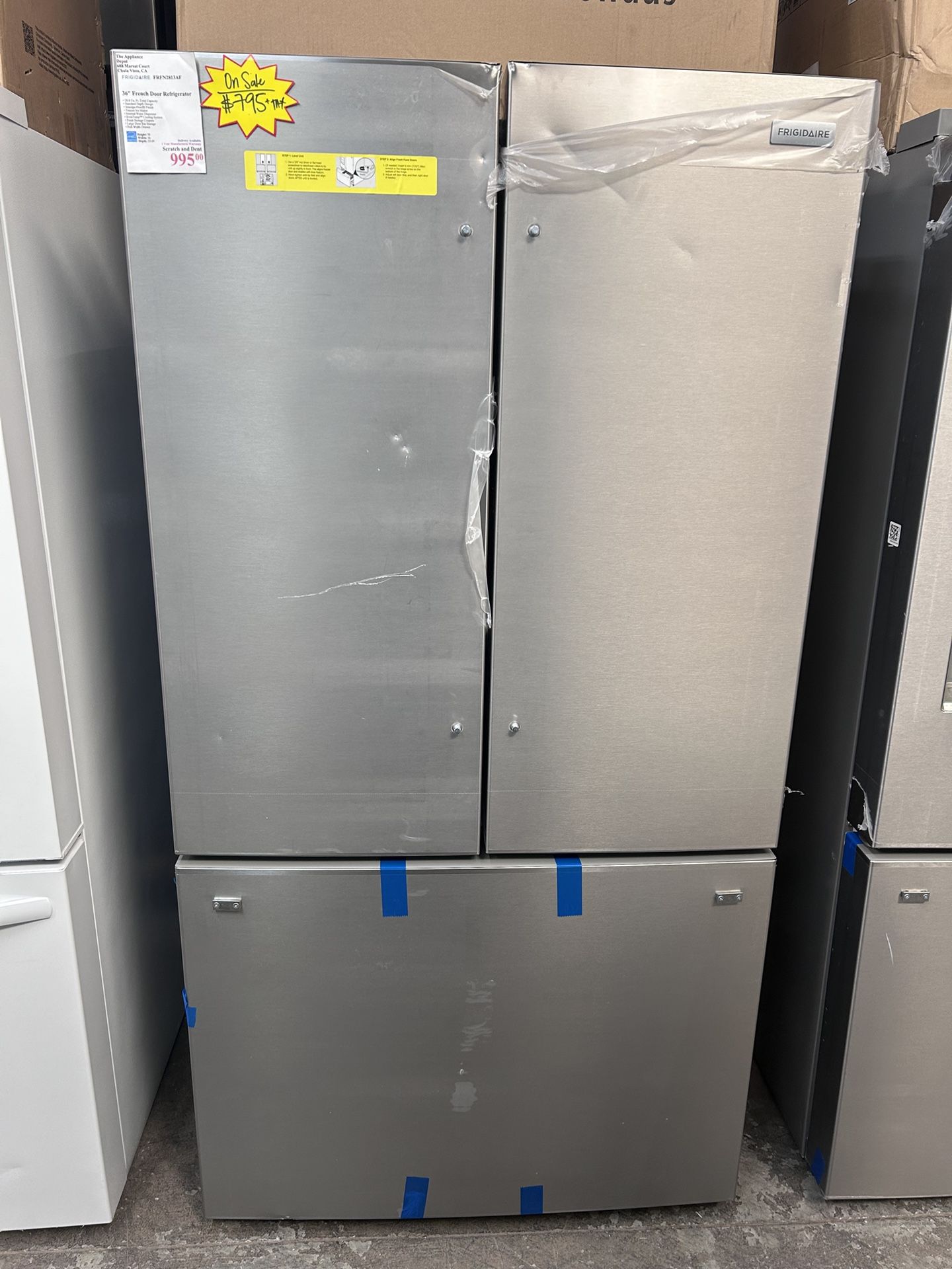 New Frigidaire 36” 28.8 Cu Ft French Door Refrigerator