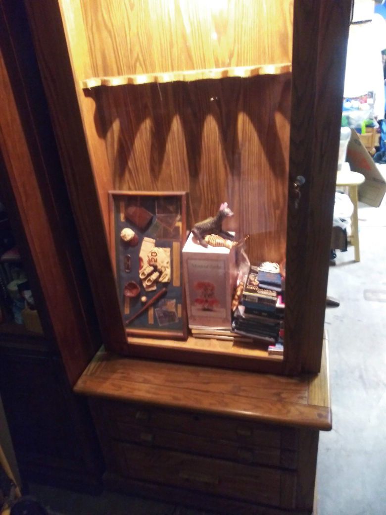 Antique Harrison Locking Gun Cabinet with built-in Light