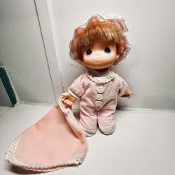 Vintage 1992 Precious Moments 7” Doll Hi Babies Baby Girl Pal Figure W/ Blanket