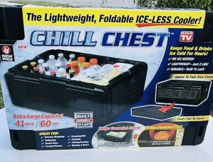 CHILL CHEST As Seen On TV Collapsible Cooler 41 qt. 60 Cans Lightweight Foldable