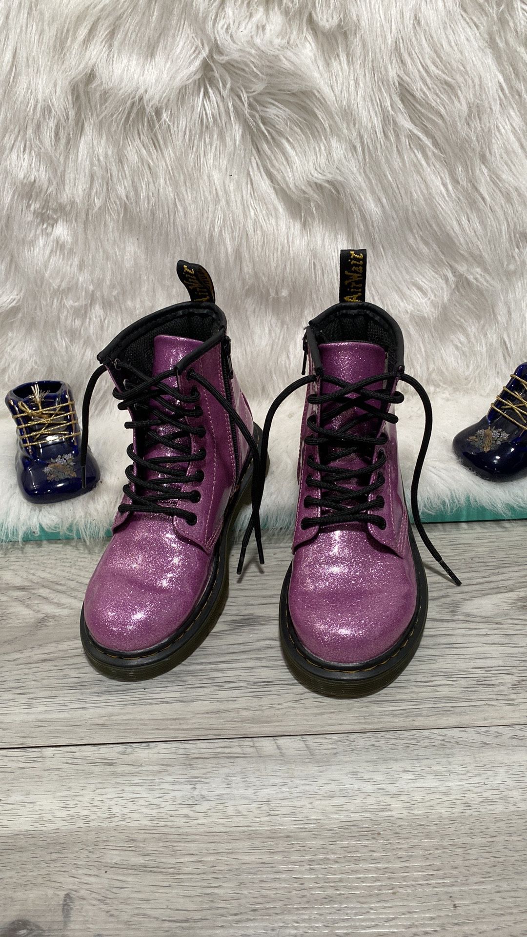 Dr Martens Little Girls Pink Size US 13 Lace Up 1460 Glitter Boots
