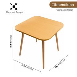 ► Square Side Table, End Tables 19x19x28 1/4” for Small Places Modern Living Room Office Balcony, Industrial Coffee, Laptop - Walnut
