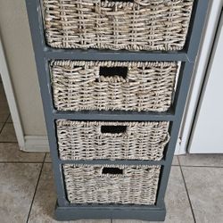4 Drawer Dresser With 4 Baskets - Gray With Brown