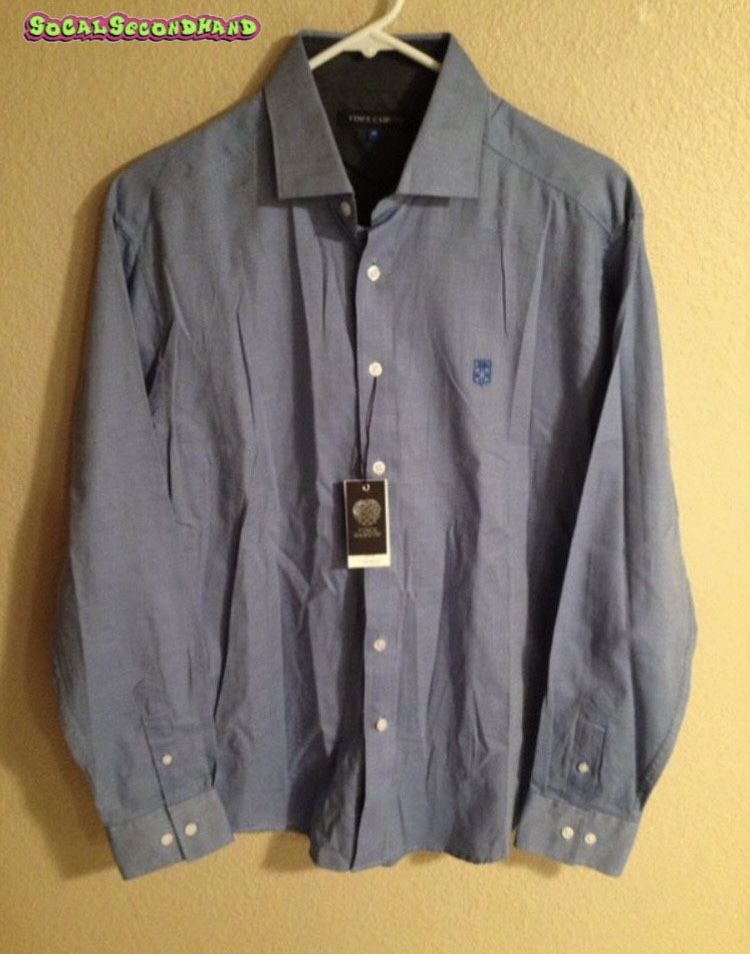 Vince Camuto Mens Medium Core Italian Blue Oxford Long Sleeve Dress Shirt Nwt $100. New with tags 29' length 21' pit to pit 20' sleeve.