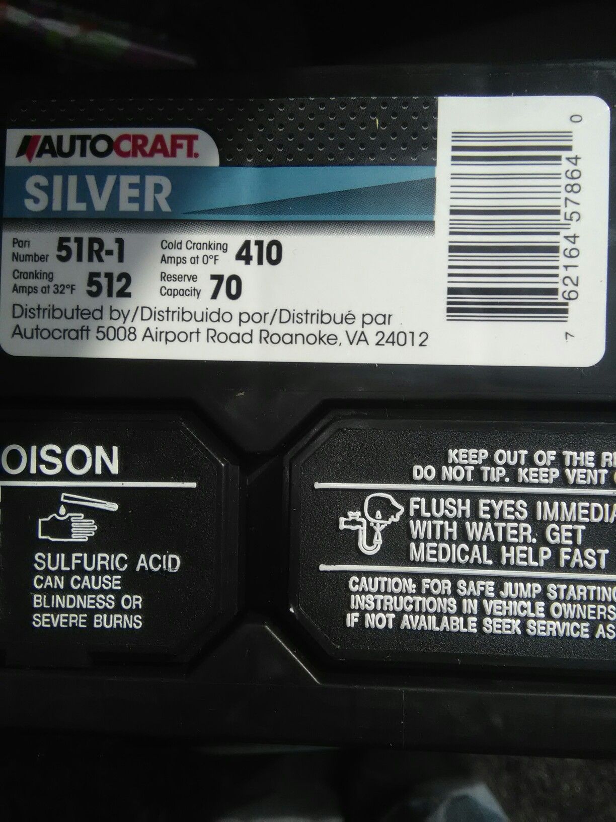 Autocraft silver 51R-1 small car battery brand new never used