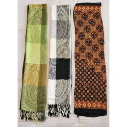 Women's Scarf Wrap Batik Keris Floral Design Fringed, Indonesia - 3pc Set