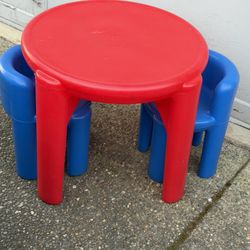 Little Takes Round red Table with 2 blue chairs Price Firm