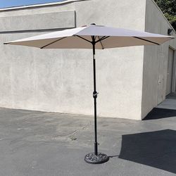 (New in box) $70 Outdoor Patio 10 FT Umbrella and 30lbs Base Stand Set, Beige/Red 