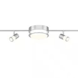Hampton Bay Greyrock 3.44 ft. 4-Light Brushed Nickel Integrated LED Fixed Track Lighting Kit w/ Rotating Heads and Flush Mount Light