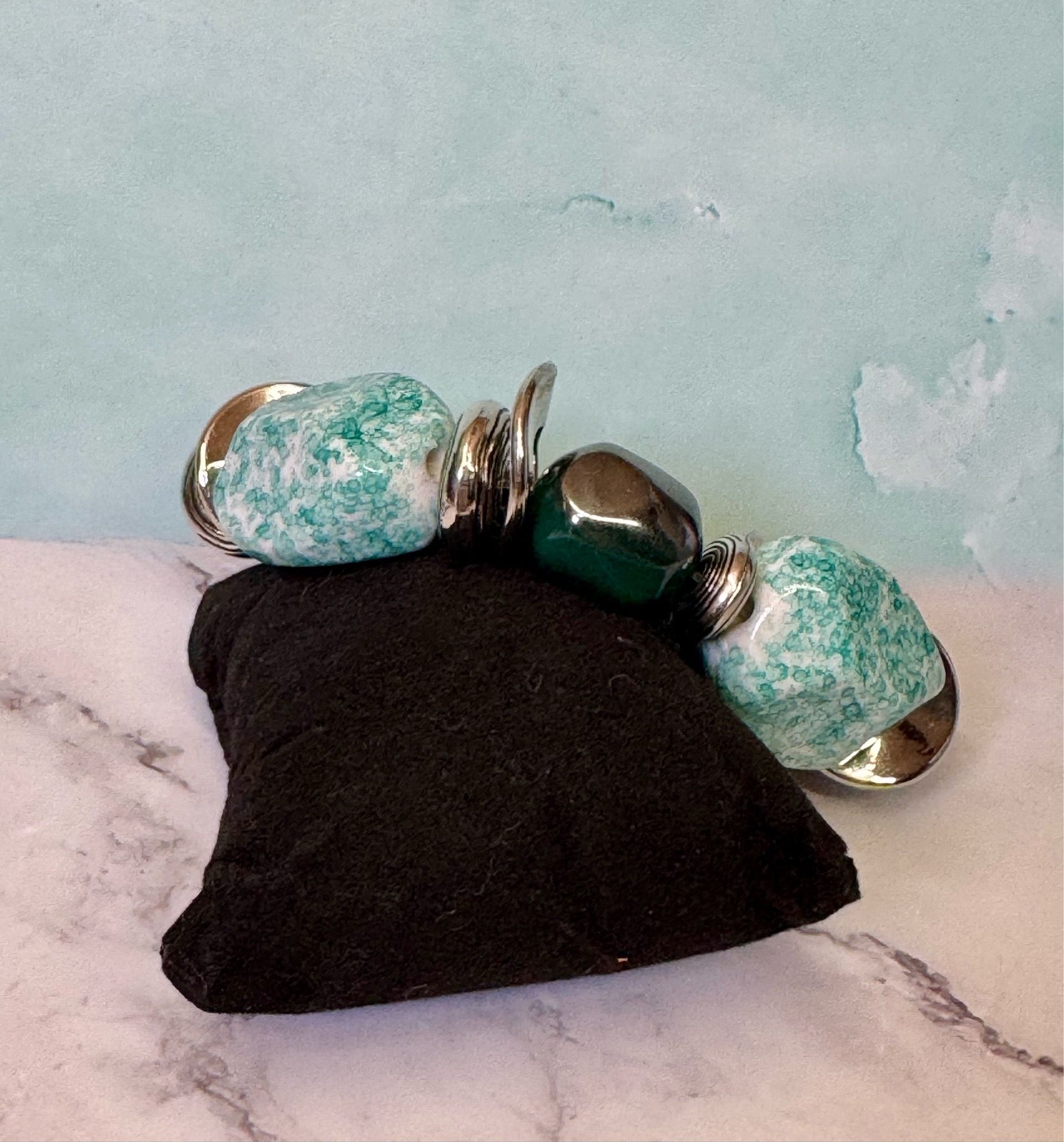 Green and Silver Beaded Bracelet