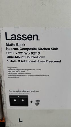 Lassen Matte Black Double-Bowl Kitchen Sink
