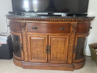 Wood Marble Buffet Table