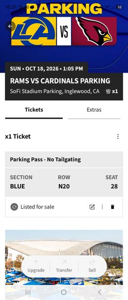 Rams vs Cardinals Parking Pass – SoFi Stadium