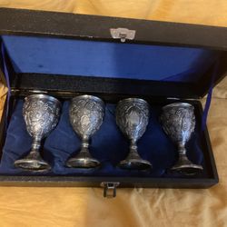 Vintage Set Corbell & Co Silver Plated  Wine Cordials. 